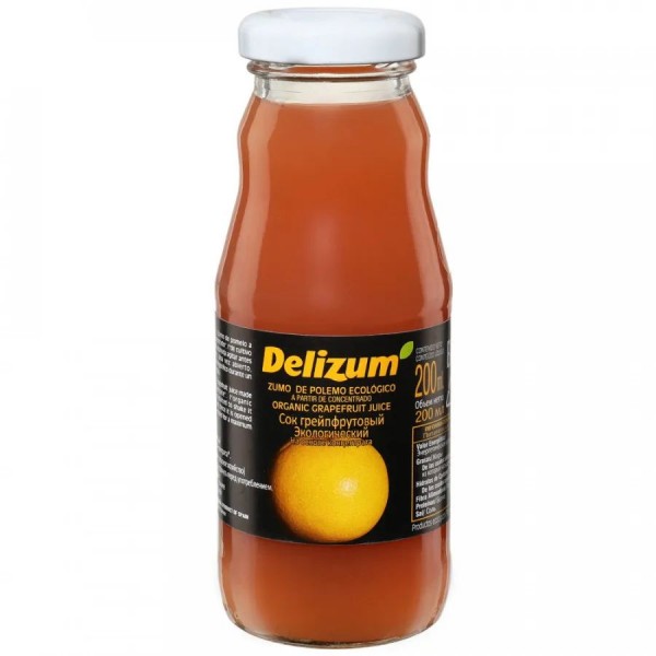 Грейпфрутовый сок био Delizum, 200 мл